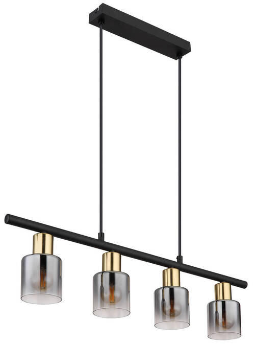 VISEČA SVETILKA     65/8/120 cm        25 W E14 - zlate barve/črna, Design, kovina/steklo (65/8/120cm) - Globo