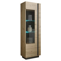 VITRINE in Grau, Eiche Artisan  - Eiche Artisan/Grau, Design, Glas/Holzwerkstoff (60/194/40cm) - MID.YOU
