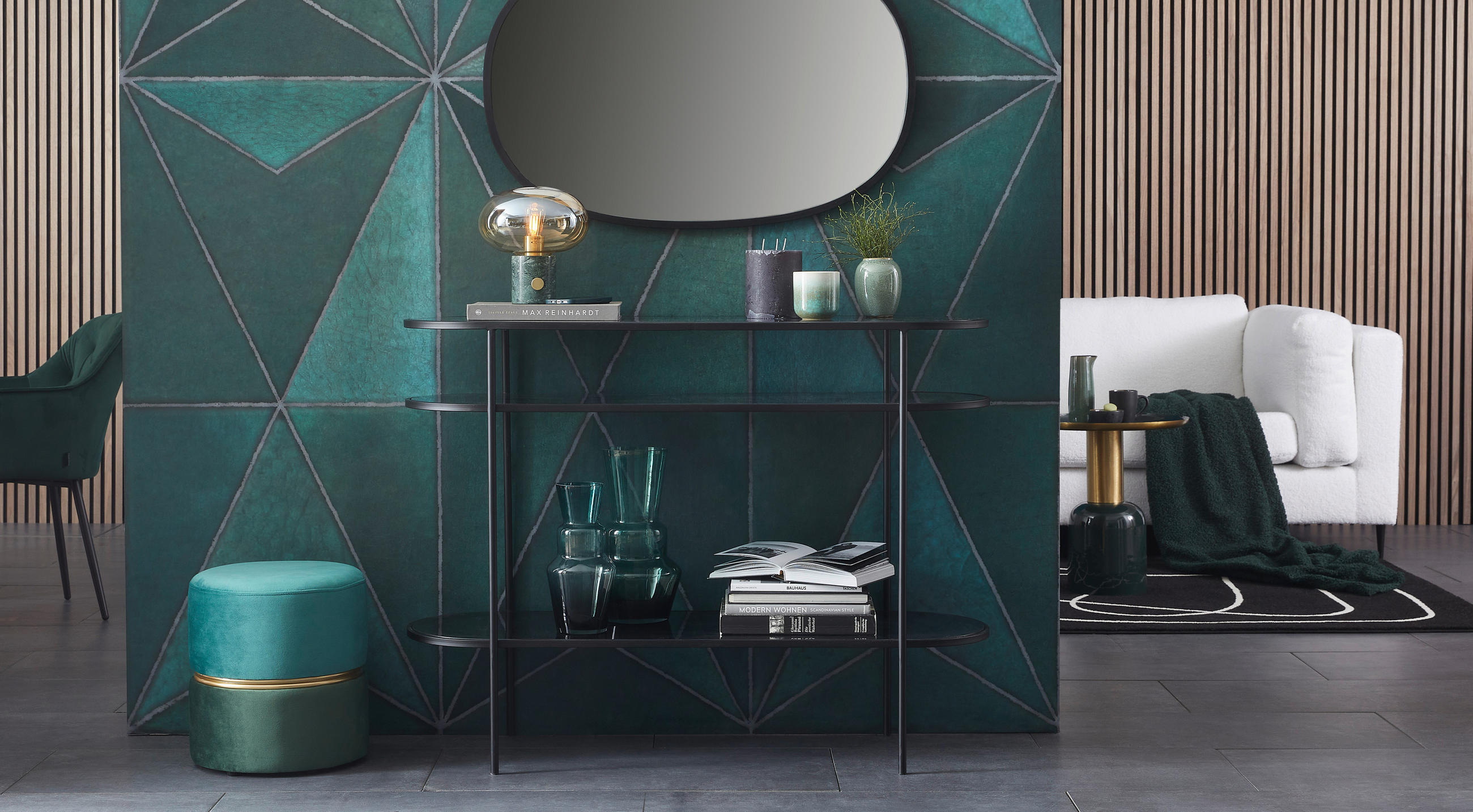 KONSOLBORD i metall, glas 120/90/40 cm    - svart/grå, Trend, metall/glas (120/90/40cm) - Landscape