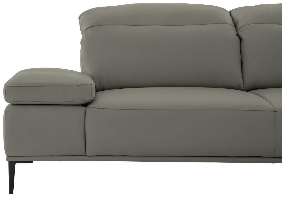 ECKSOFA  in Echtleder Grau  322/206 cm  - Schwarz/Grau, MODERN, Leder/Metall (322/206cm) - Chilliano
