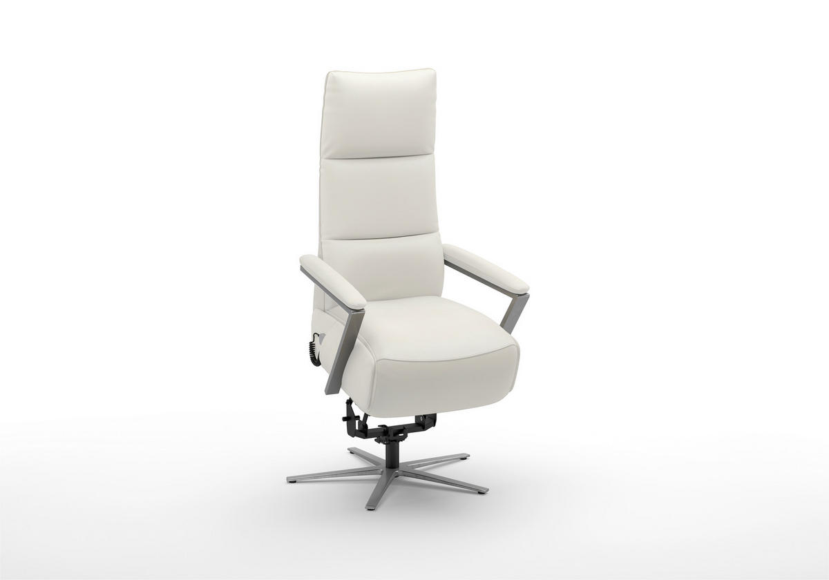 RELAXSESSEL Leder Weiss  - Weiss/Silberfarben, Basics, Leder/Metall (70/128/85cm) - Sit & More