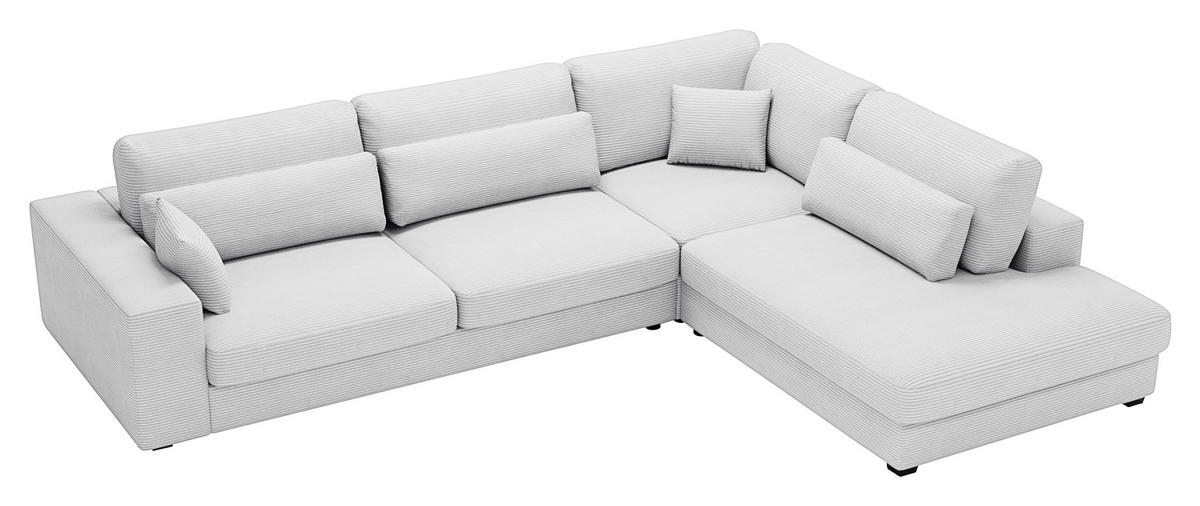 ECKSOFA Hellgrau Cord  - Hellgrau/Schwarz, KONVENTIONELL, Kunststoff/Textil (314/250cm) - Carryhome