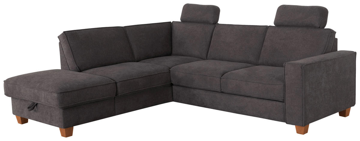 ECKSOFA in Flachgewebe Dunkelgrau  - Eichefarben/Dunkelgrau, Konventionell, Holz/Textil (213/236cm) - Sit & More