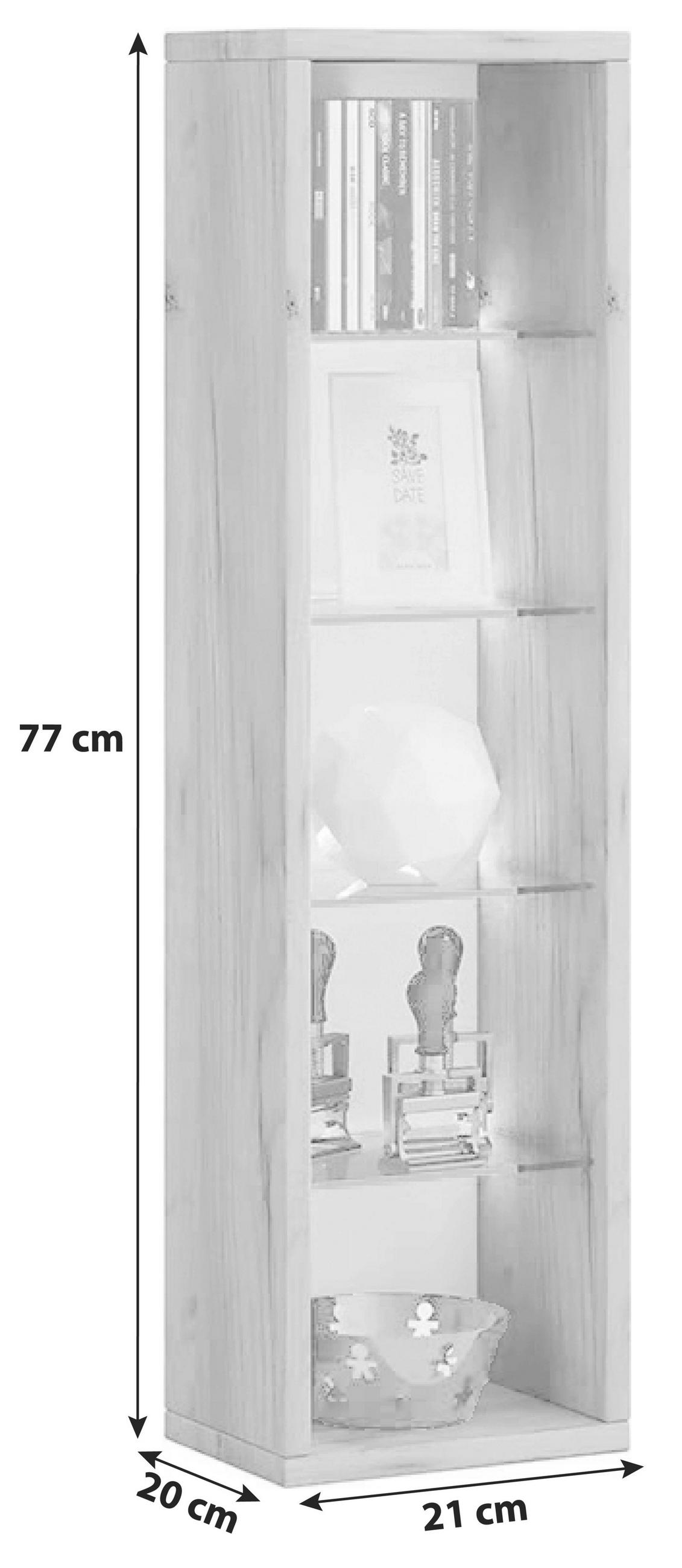 REGAL  21/77/20 cm Eichefarben, Honig  - Eichefarben/Honig, Basics, Glas/Holzwerkstoff (21/77/20cm) - MID.YOU