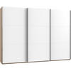SCHWEBETÜRENSCHRANK in Eichefarben, Weiss  - Chromfarben/Weiss, Modern, Holzwerkstoff (300/216/65cm) - MID.YOU