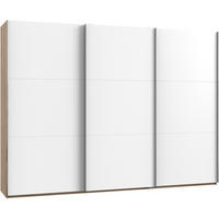 SCHWEBETÜRENSCHRANK  in Weiß, Eichefarben  - Chromfarben/Eichefarben, MODERN, Holzwerkstoff (300/216/65cm) - MID.YOU