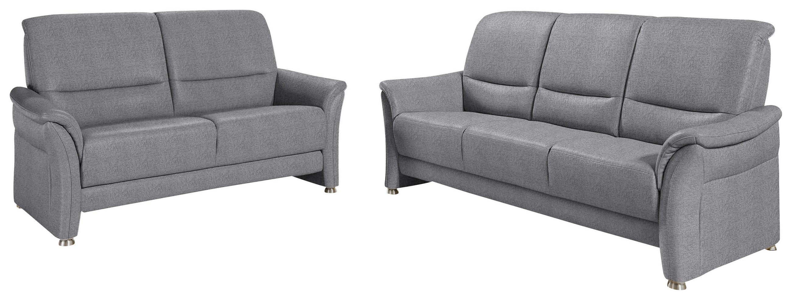 SITZGARNITUR  in Flachgewebe Grau  - Alufarben/Grau, KONVENTIONELL, Textil/Metall (198/172/96/93cm) - Beldomo Premium