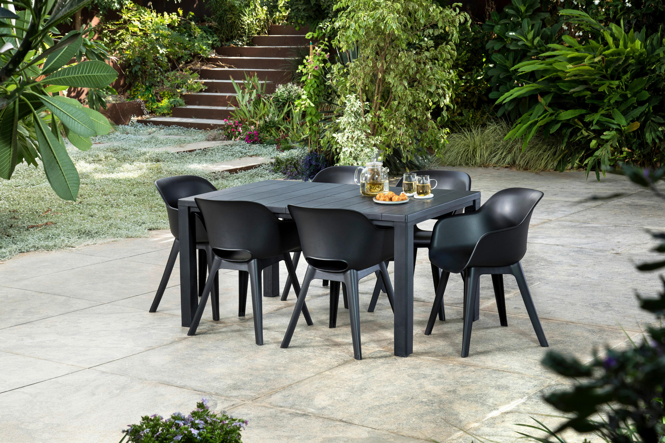 GARTENTISCH Kunststoff Graphitfarben rechteckig  - Graphitfarben, KONVENTIONELL, Kunststoff (147/90/74,5cm) - Keter