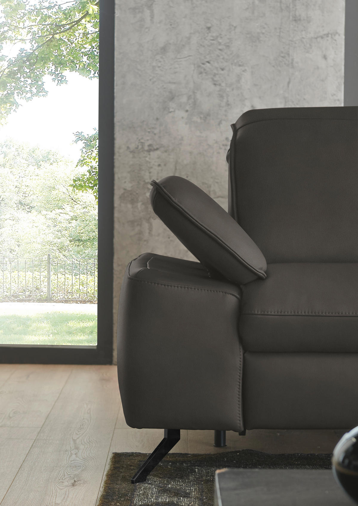 ECKSOFA  Echtleder Taupe  - Taupe/Schwarz, Design, Leder/Metall (307/169cm) - Beldomo Premium