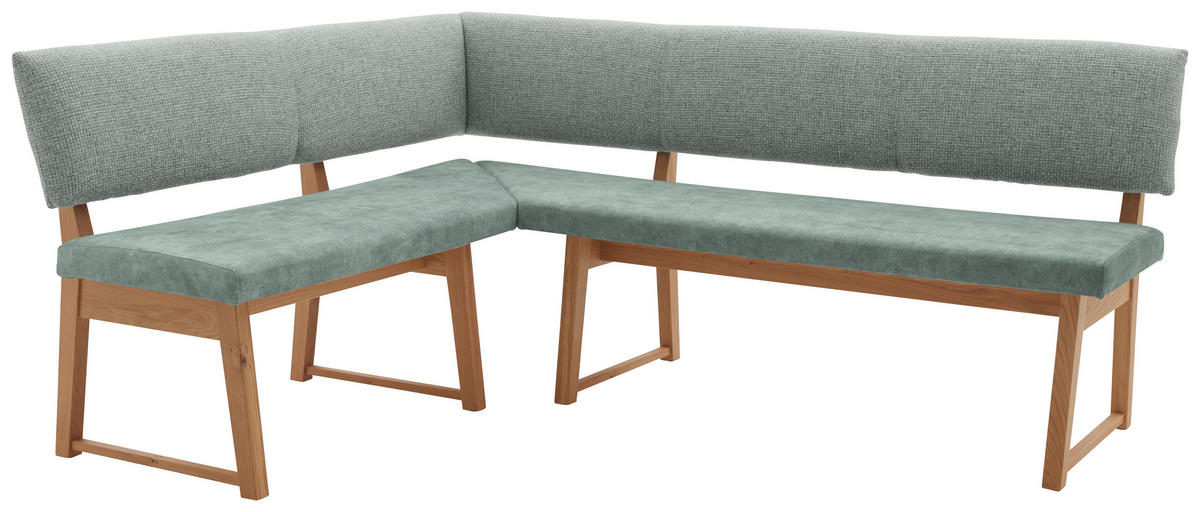 ECKBANK 150/190 cm Mikrofaser, beflockt Mintgrün, Wildeiche Wildeiche massiv Holz   - Wildeiche/Mintgrün, KONVENTIONELL, Holz/Textil (150/190cm) - Valnatura