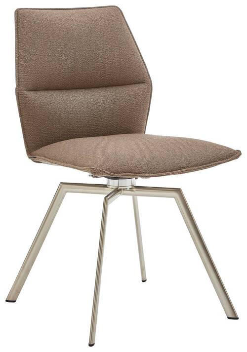 STUHL Braun, Edelstahlfarben  - Edelstahlfarben/Braun, Design, Textil/Metall (49/86/60cm) - Venjakob