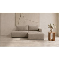 ECKSOFA FREDO Hellbraun Bouclé  - Hellbraun/Schwarz, Design, Kunststoff/Textil (233/150cm) - MID.YOU