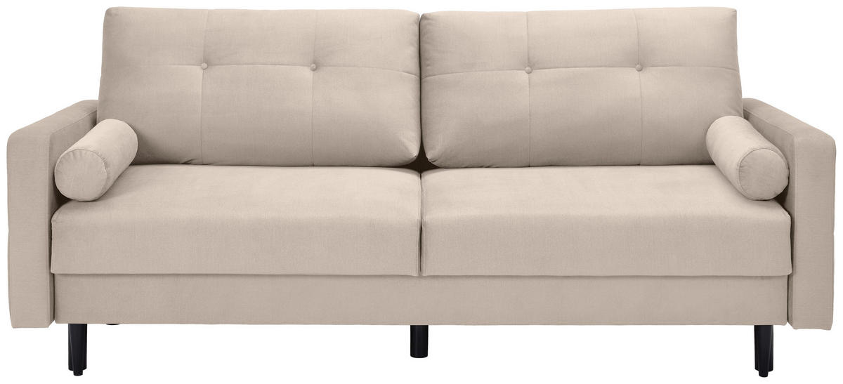SCHLAFSOFA in Samt Naturfarben  - Schwarz/Naturfarben, Konventionell, Holz/Textil (220/95/98cm) - MID.YOU