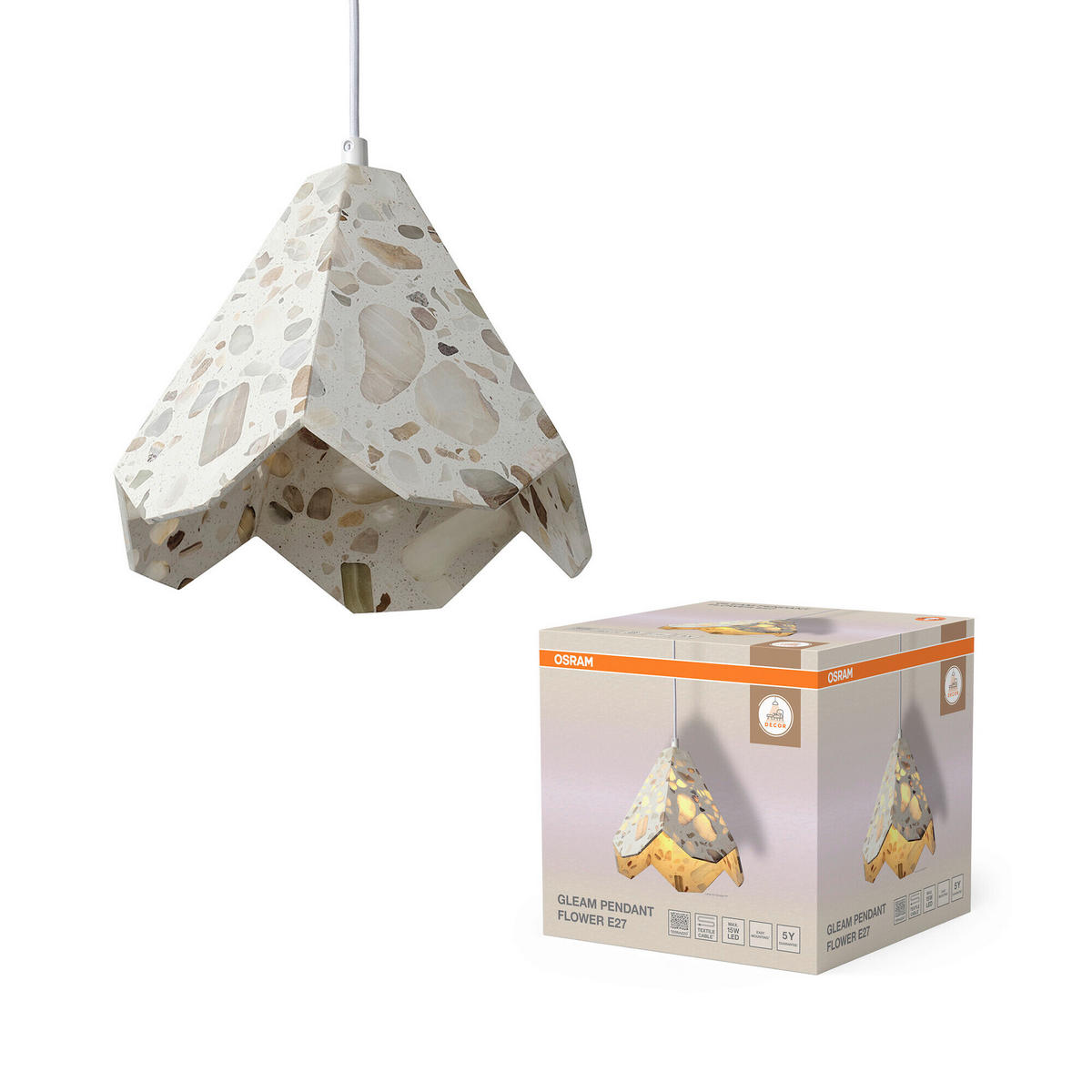 HÄNGELEUCHTE 26,4/26,2/150 cm  - Beige, Basics, Stein (26,4/26,2/150cm) - Osram
