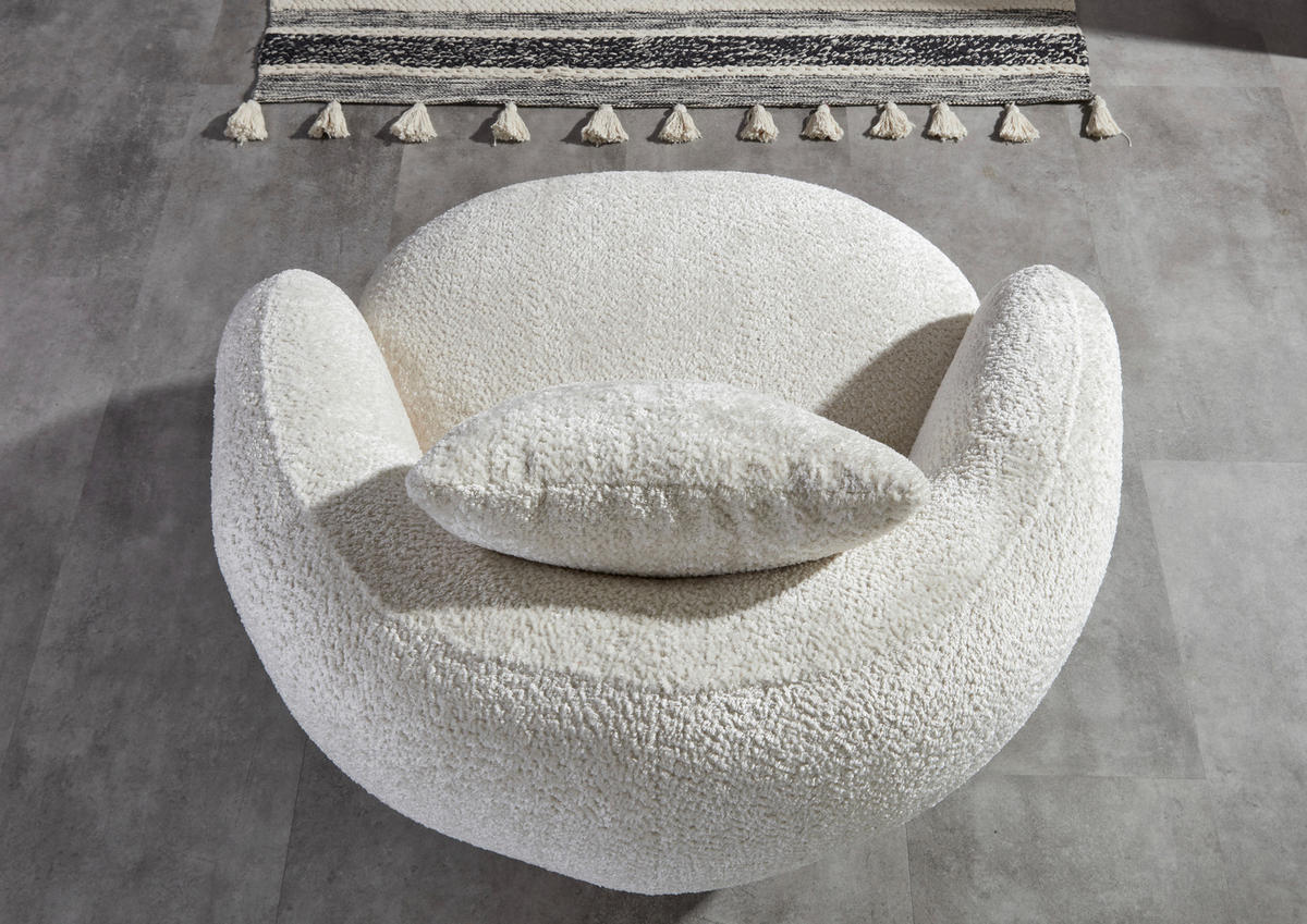 COCKTAILSESSEL in Chenille Creme  - Creme/Schwarz, Lifestyle, Textil/Metall (101/79/96cm) - Xora