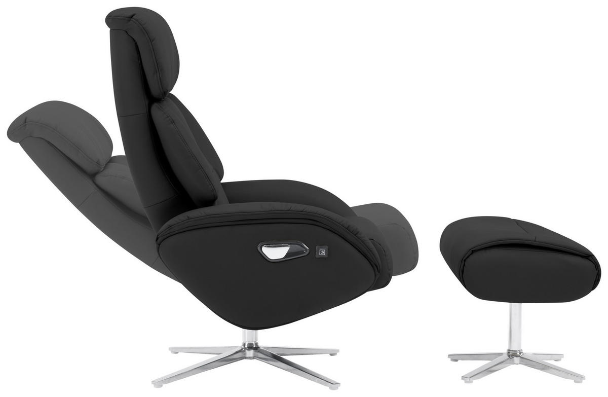 MASÁŽNE KRESLO, textil, koža, čierna - čierna/strieborná, Design, kov/koža (76/107/82cm) - Livetastic