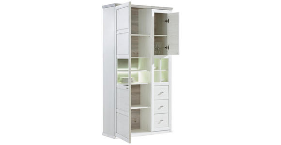 VITRINE in Grau, Weiß - Weiß/Grau, LIFESTYLE, Glas/Holzwerkstoff (110/209/43cm) - Hom`in