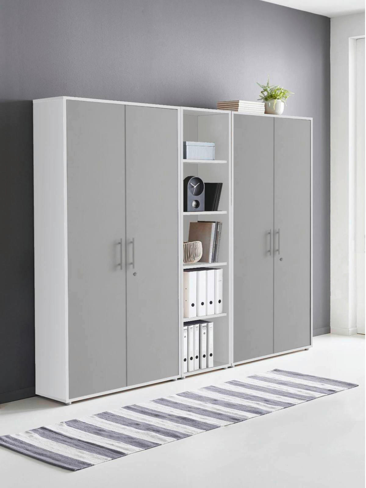 AKTENSCHRANK Weiß, Hellgrau  - Hellgrau/Weiß, MODERN, Holzwerkstoff (212,9/185,6/33cm) - MID.YOU