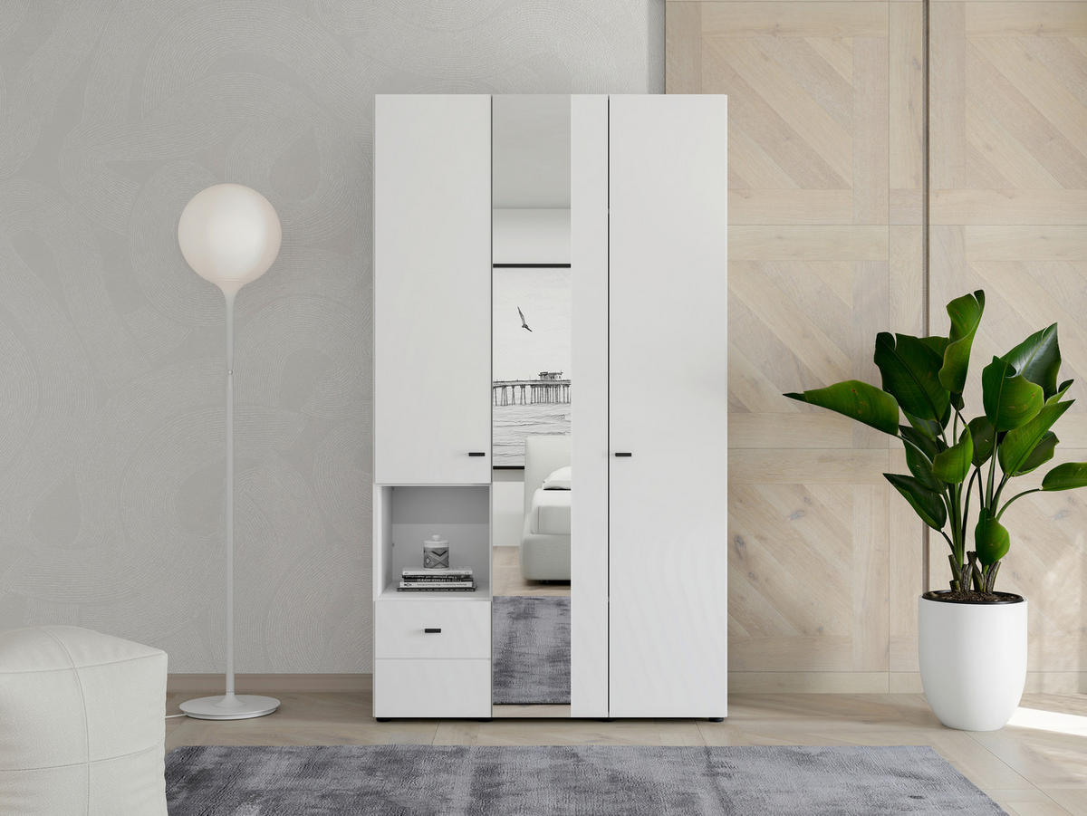 ORMAR ZA ODJEĆU bijela   - bijela/crna, Moderno, staklo/drvni materijal (117/207,5/52cm)
