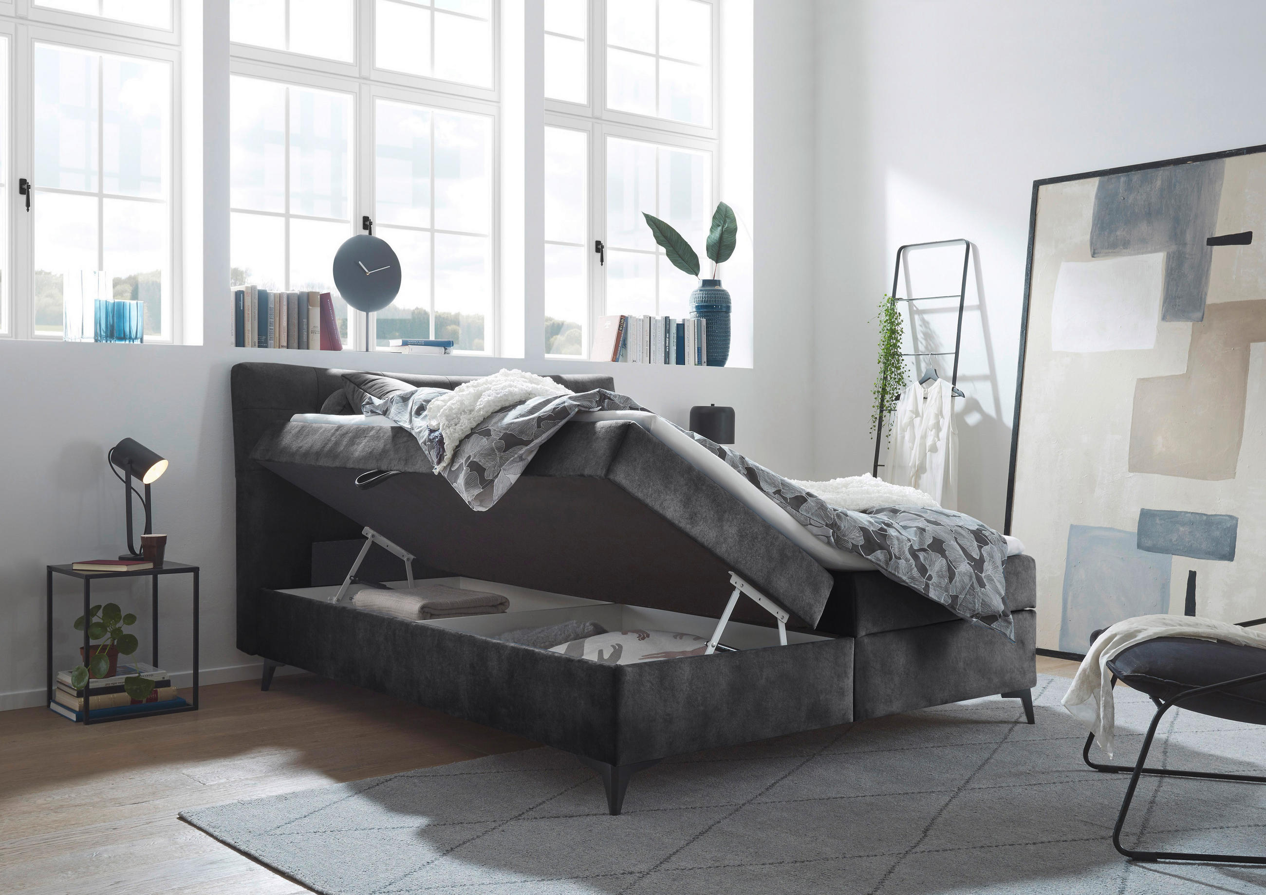 BOX-ÁGY 180/200 cm  antracit  - fekete/antracit, Modern, műanyag/faalapú anyag (180/200cm) - MID.YOU