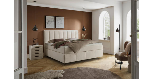 BOXSPRINGBETT 180/200 cm,  in Creme, H2 + H3 = mittel + fest  - Creme, KONVENTIONELL, Kunststoff/Textil (180/200cm) - Voleo
