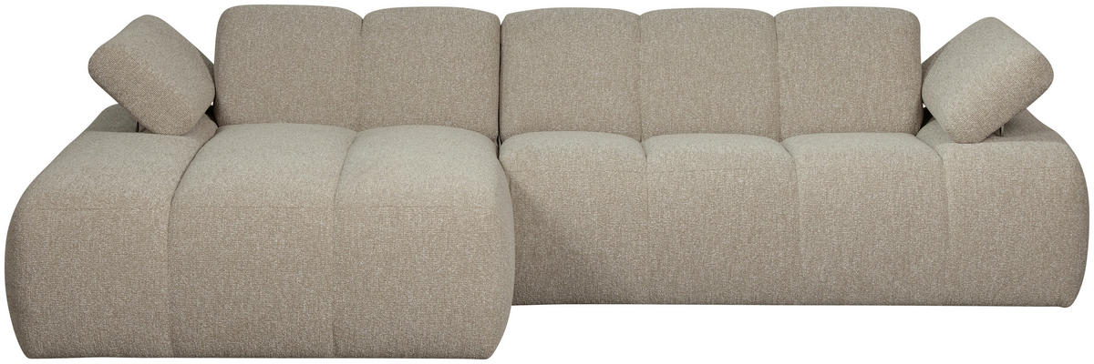 ECKSOFA Mojo Beige Bouclé Rücken echt, Armteilverstellung  - Beige/Schwarz, Design, Kunststoff/Textil (160/284cm) - Livetastic