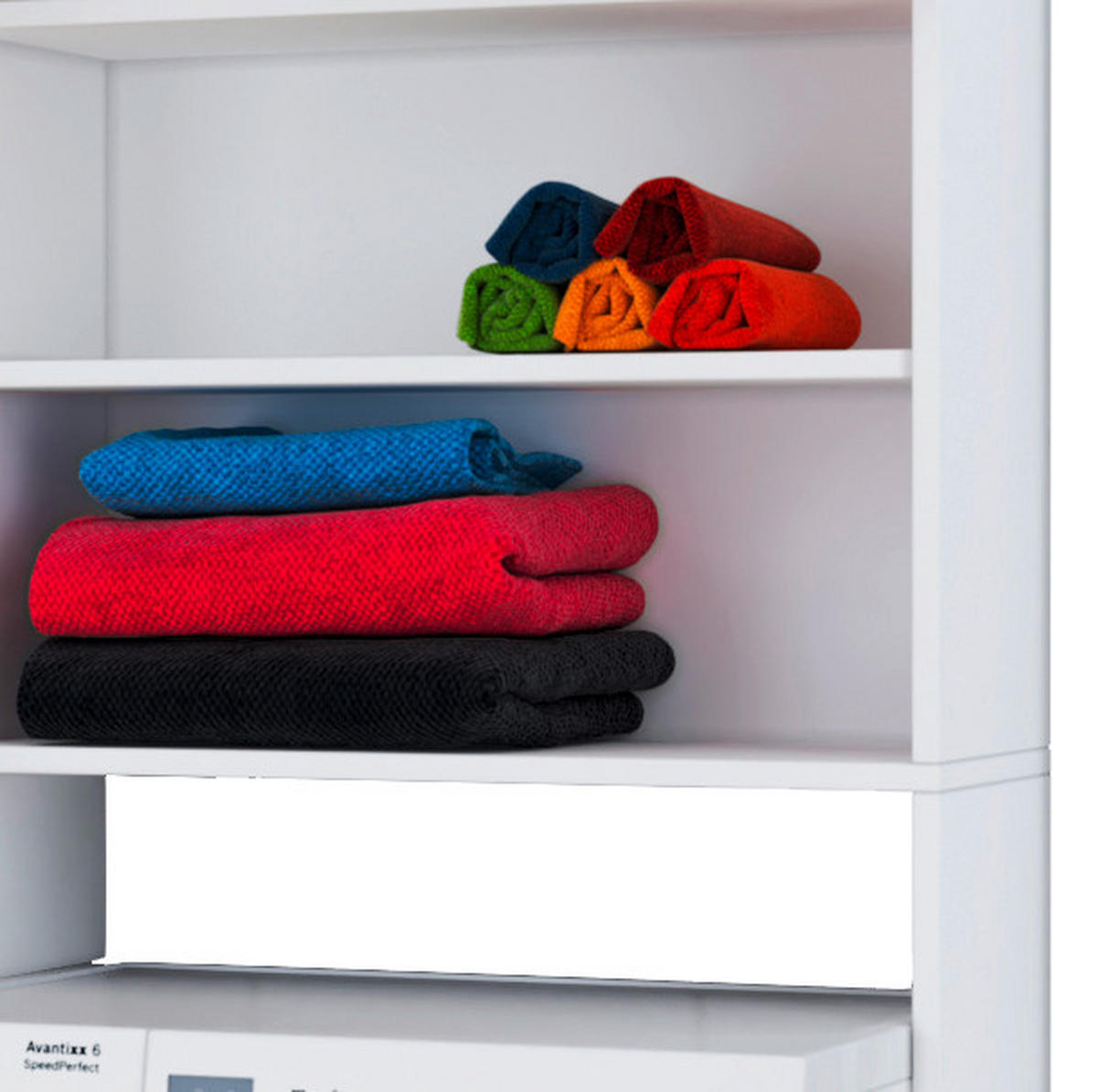 WASCHMASCHINENSCHRANK 64/190/25 cm  in Schwarz, Weiss  - Weiss/Silberfarben, Basics, Holzwerkstoff/Kunststoff (64/190/25cm) - MID.YOU