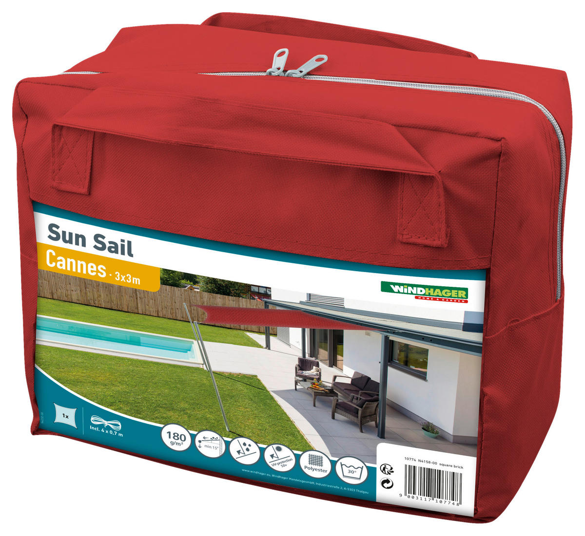 ZAHRADNÍ PLACHTA PROTI SLUNCI 300/300 cm - tmavě červená, Basics (300/300cm)