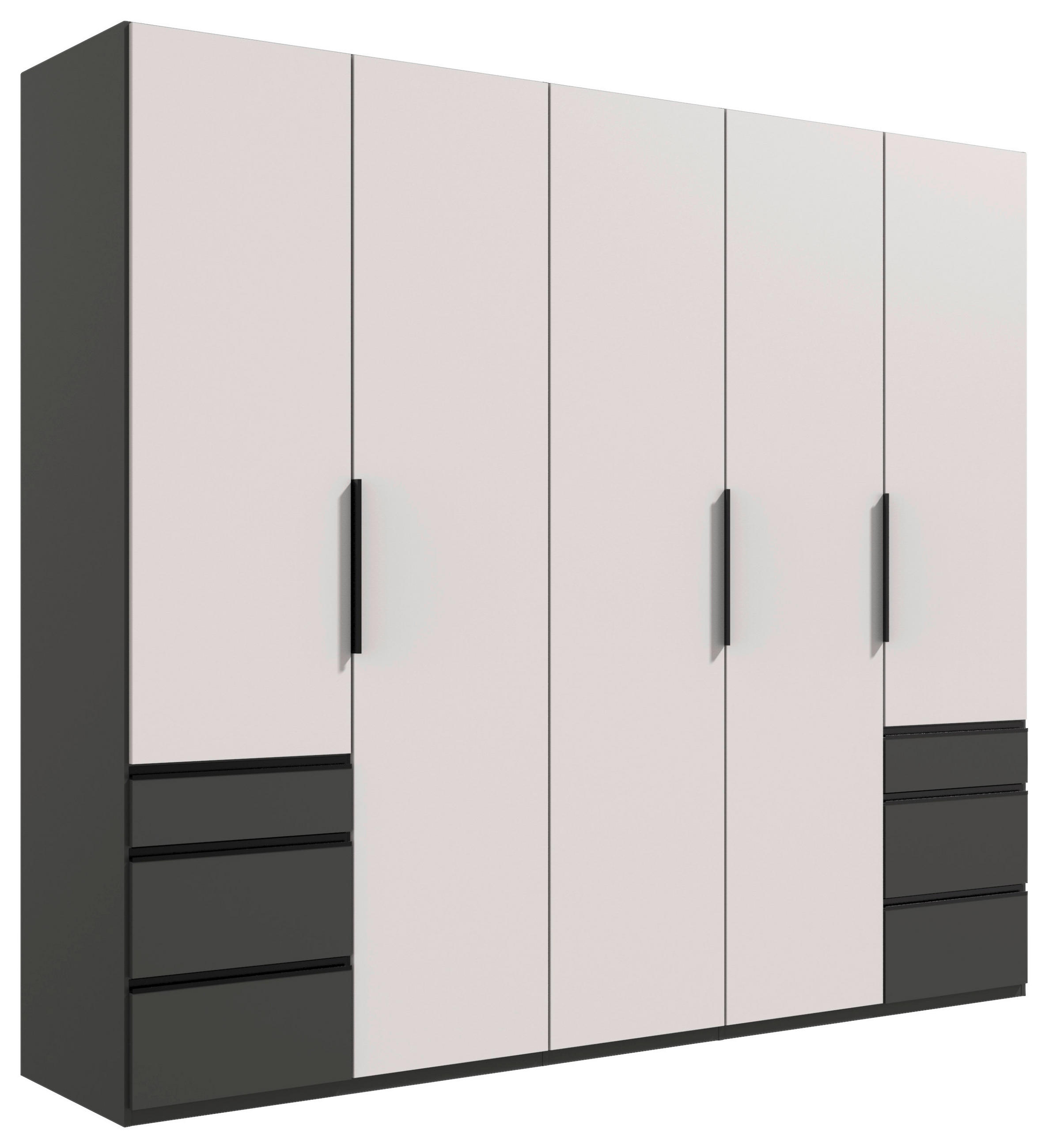 DREHTÜRENSCHRANK Graphitfarben, Weiss  - Weiss/Schwarz, Konventionell, Holzwerkstoff/Metall (250/236/58cm) - Hom`in