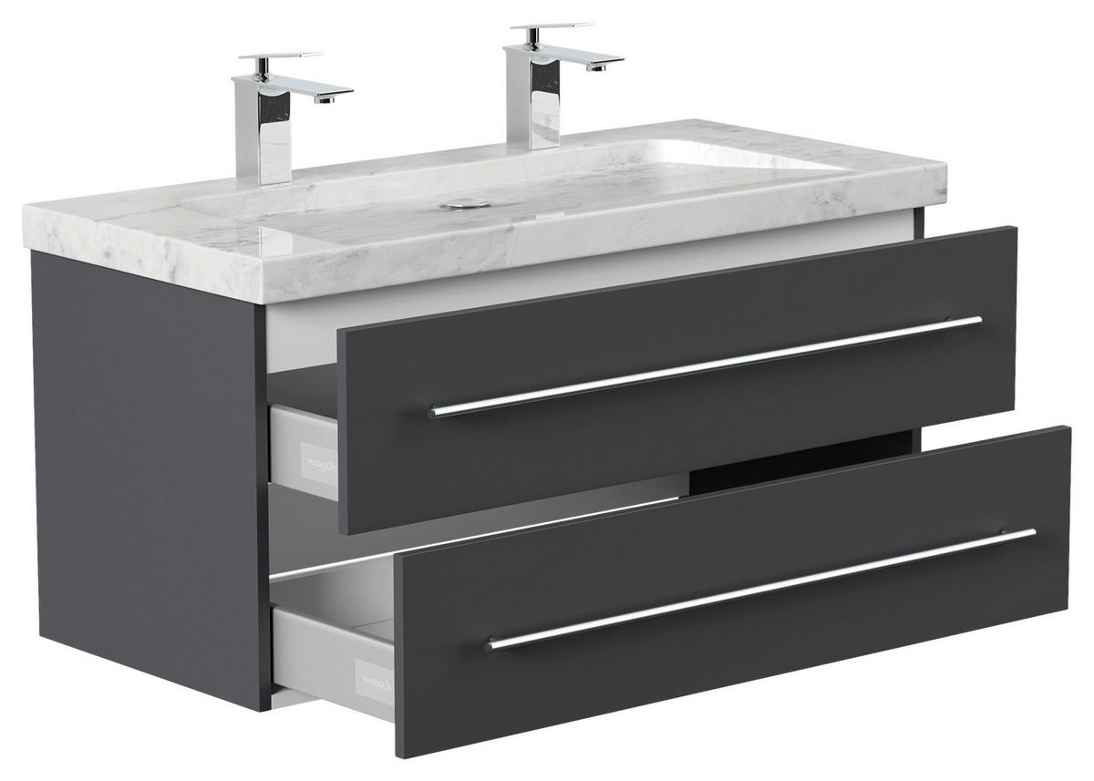 WASCHTISCHKOMBI 100 cm  - Graphitfarben, Basics, Holzwerkstoff/Stein (100cm) - MID.YOU