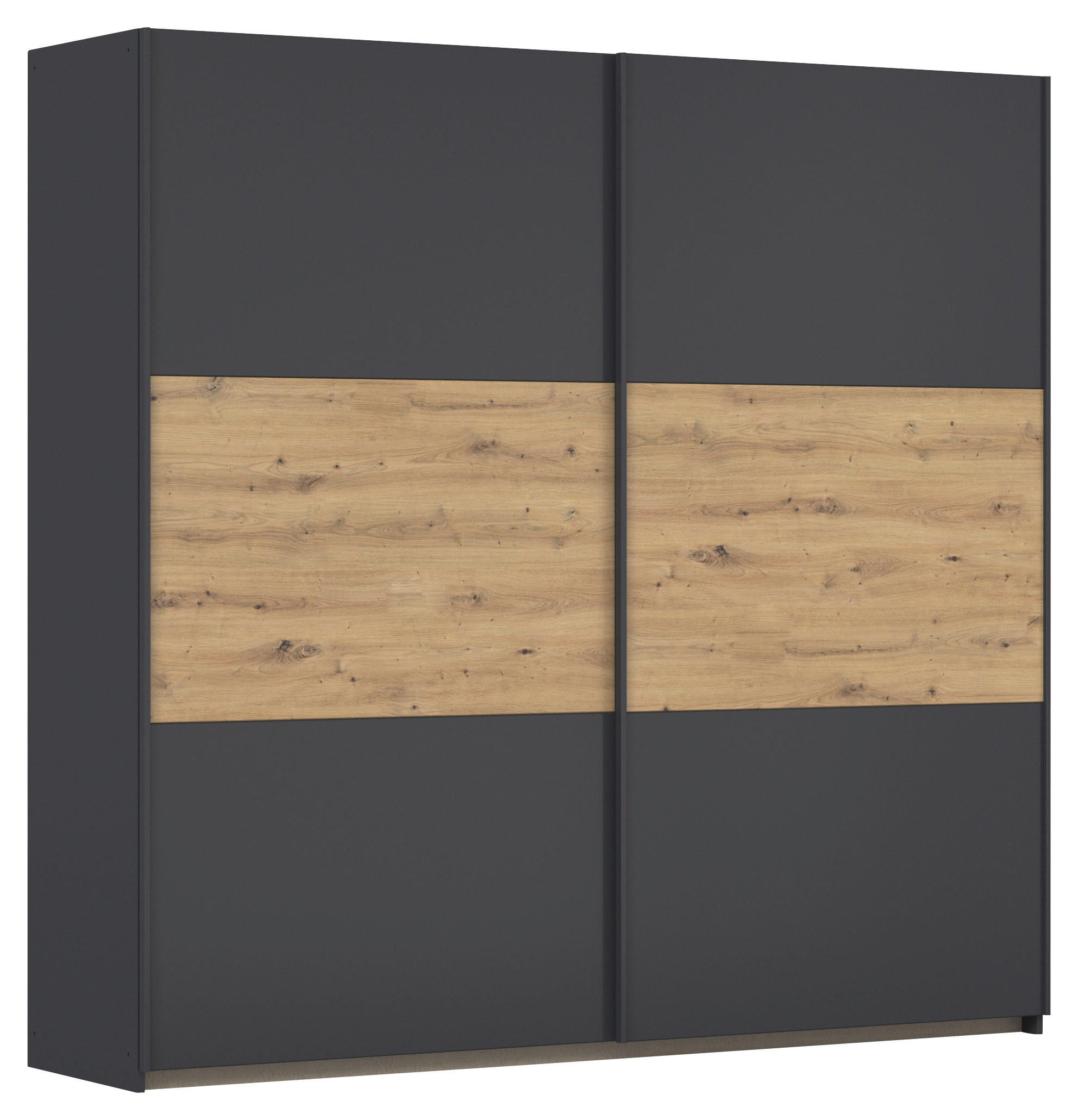 SCHWEBETÜRENSCHRANK in Grau, Eiche Artisan  - Eiche Artisan/Grau, Modern, Holzwerkstoff/Metall (218/210/59cm) - Rauch Möbel