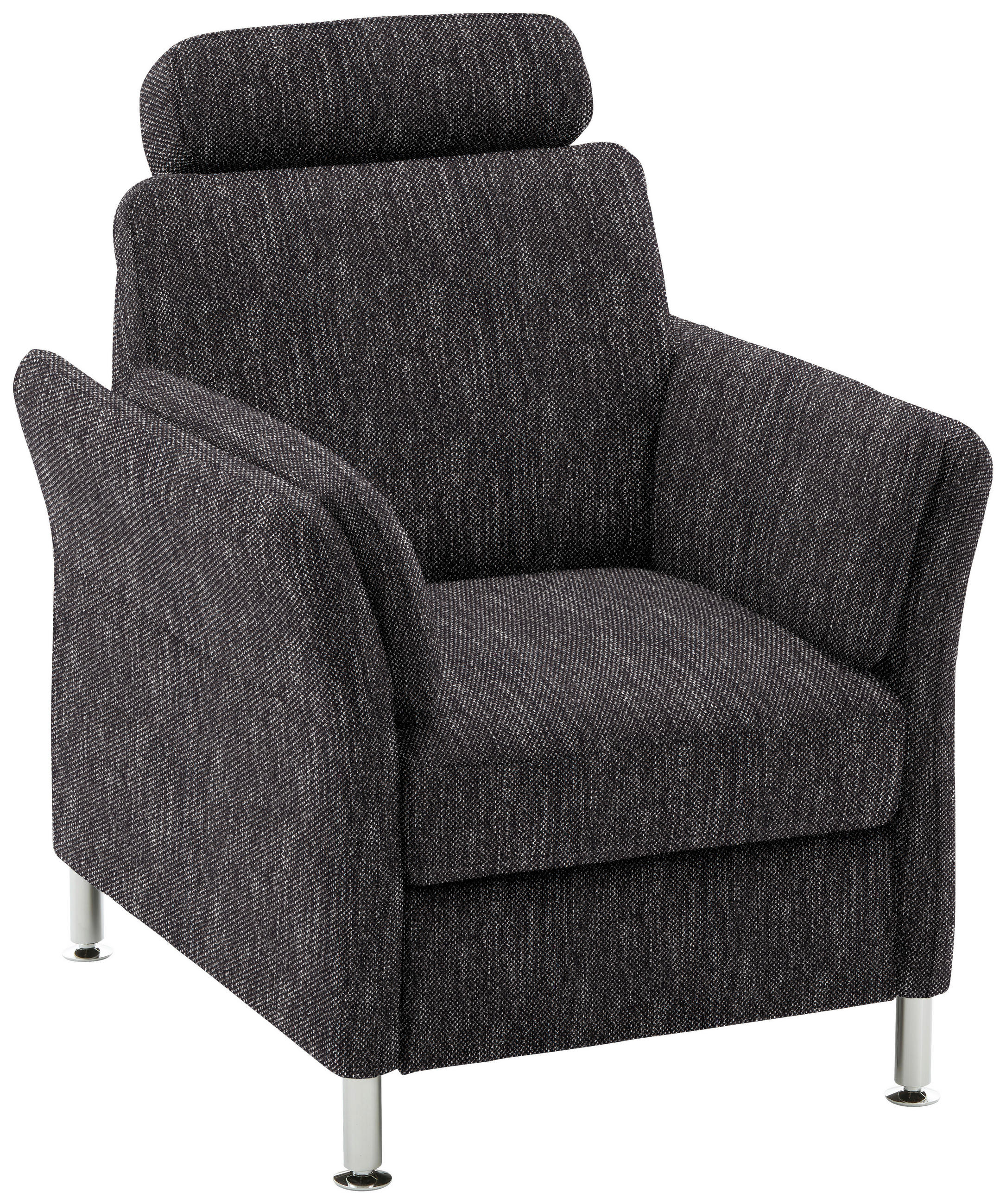 SESSEL in Flachgewebe Schwarz  - Chromfarben/Schwarz, Konventionell, Textil/Metall (86/87/93cm) - Voleo