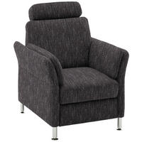 SESSEL in Flachgewebe Schwarz  - Chromfarben/Schwarz, KONVENTIONELL, Textil/Metall (86/87/93cm) - Voleo