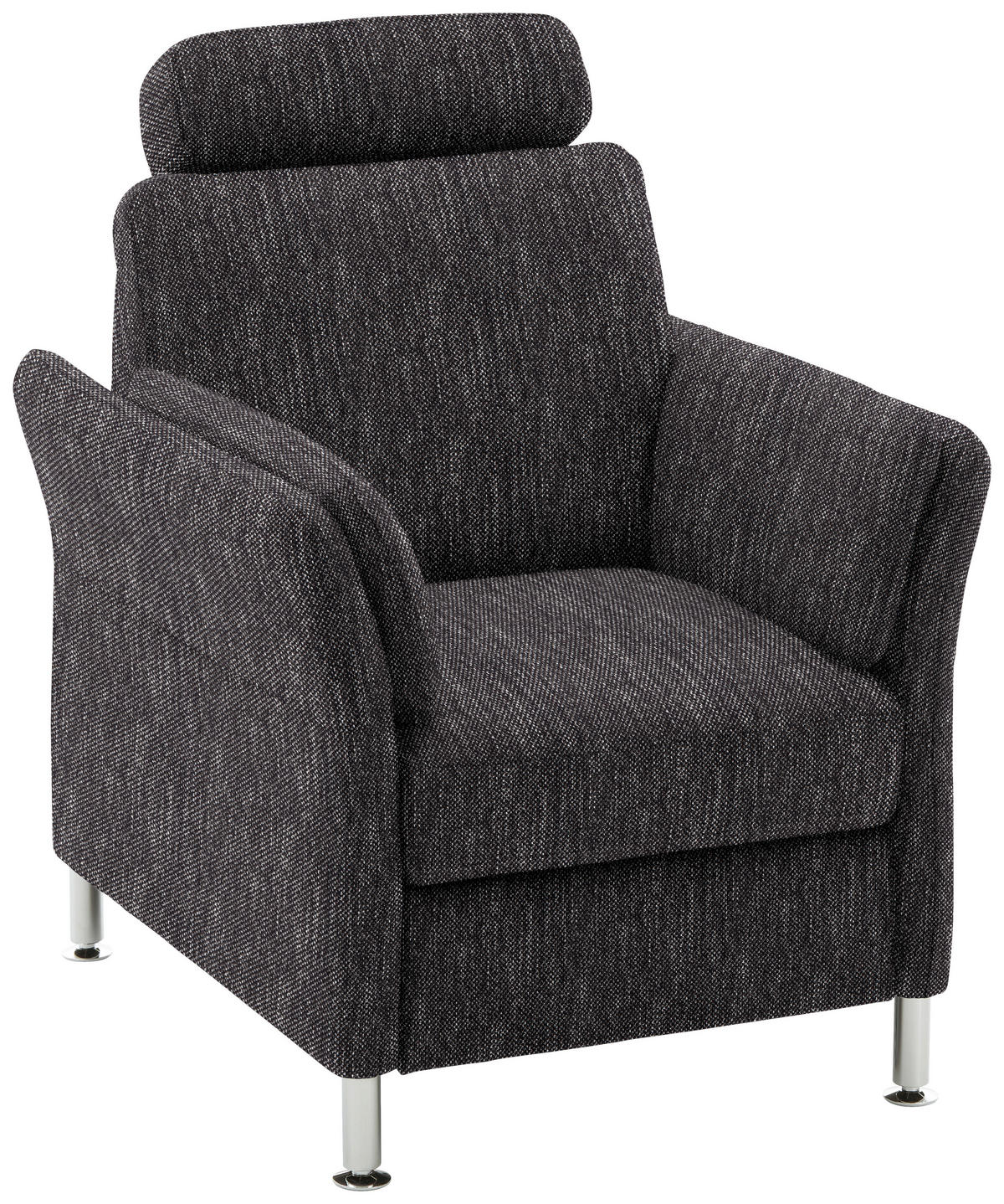 SESSEL in Flachgewebe Schwarz  - Chromfarben/Schwarz, KONVENTIONELL, Textil/Metall (86/87/93cm) - Voleo