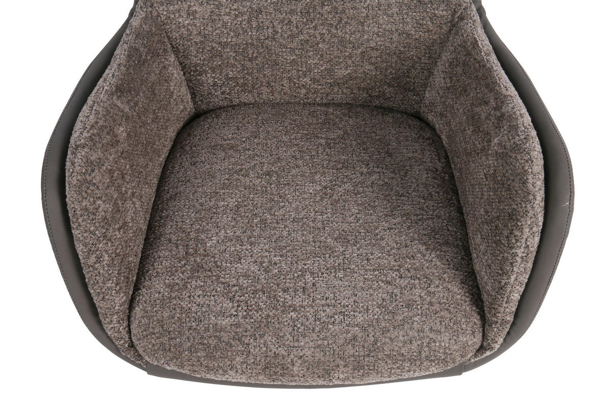 ARMLEHNSTUHL Eisen Webstoff  - Schwarz/Braun, Modern, Textil/Metall (61/91/65cm) - MID.YOU