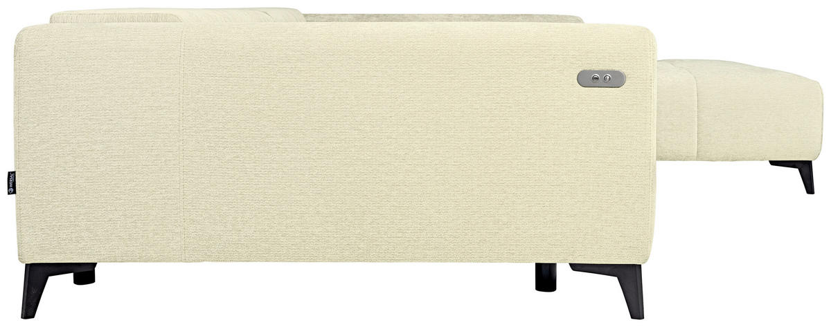 HÖRNSOFFA i chenille cremefärgad  - svart/cremefärgad, Klassisk, textil/plast (279/222cm) - MID.YOU