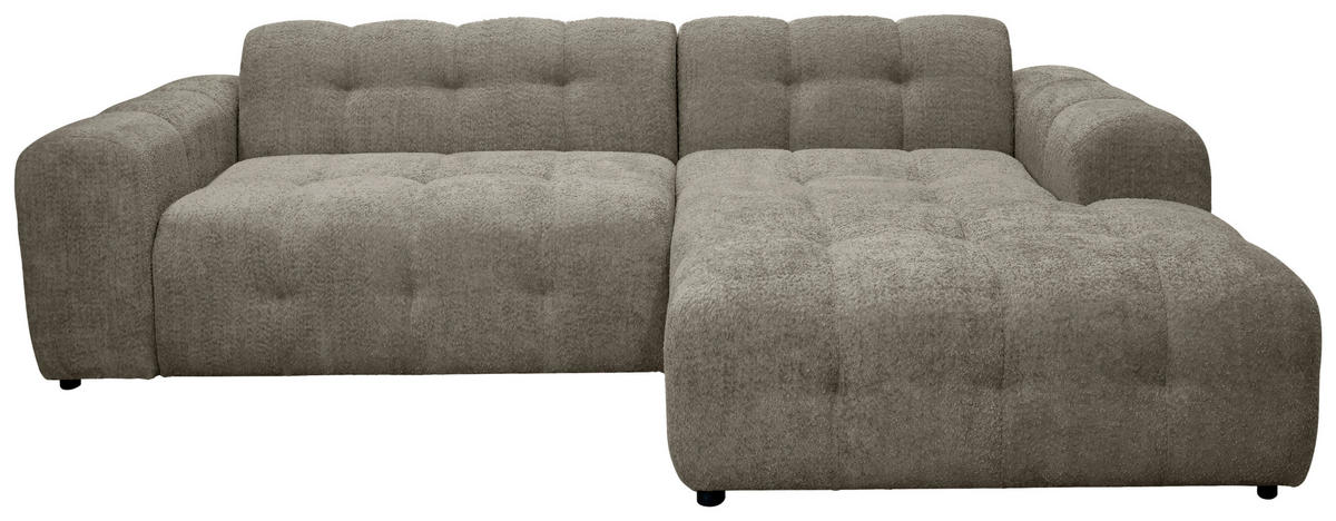 ECKSOFA RUNO Hellbraun Bouclé  - Hellbraun/Schwarz, Design, Kunststoff/Textil (270/175cm) - MID.YOU