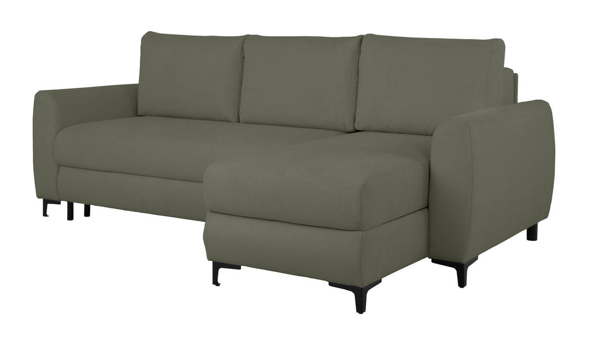 ECKSOFA Moli Grün Mikrofaser  - Schwarz/Grün, Design, Textil/Metall (236/148cm) - MID.YOU