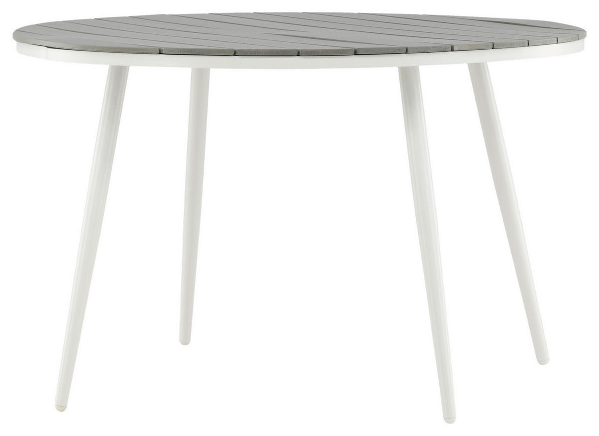 GARTENTISCH Metall, Kunststoff Grau, Weiß rund  - Weiß/Grau, KONVENTIONELL, Kunststoff/Metall (120/120/74cm) - Gardenson