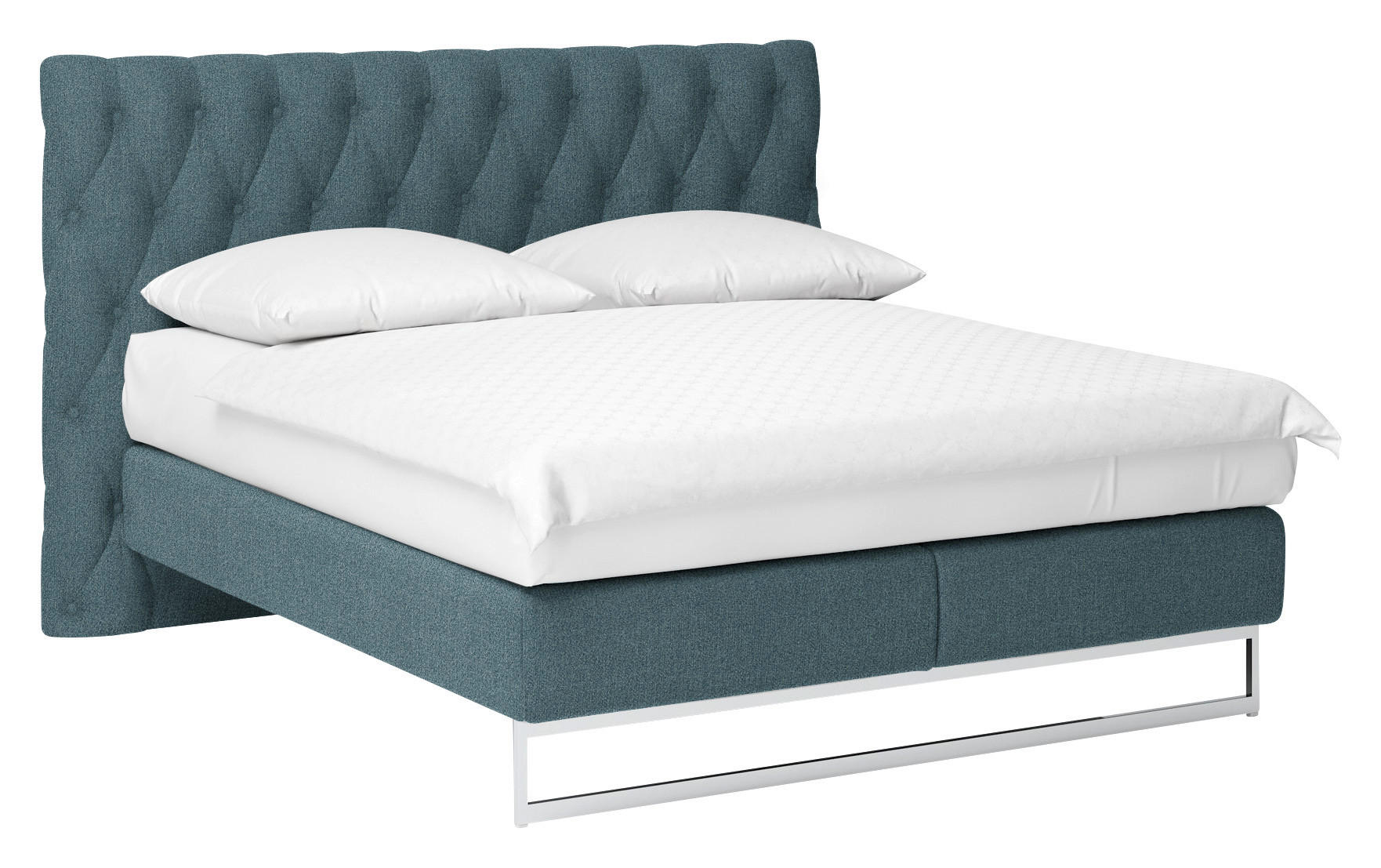 BOXSPRINGBETT 180/200 cm  in Petrol  - Chromfarben/Petrol, KONVENTIONELL, Textil/Metall (180/200cm) - Joop!
