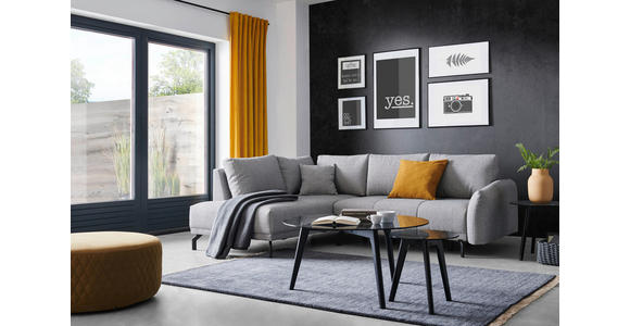 ECKSOFA in Samt Dunkelblau  - Schwarz/Dunkelblau, LIFESTYLE, Textil/Metall (191/250cm) - Carryhome