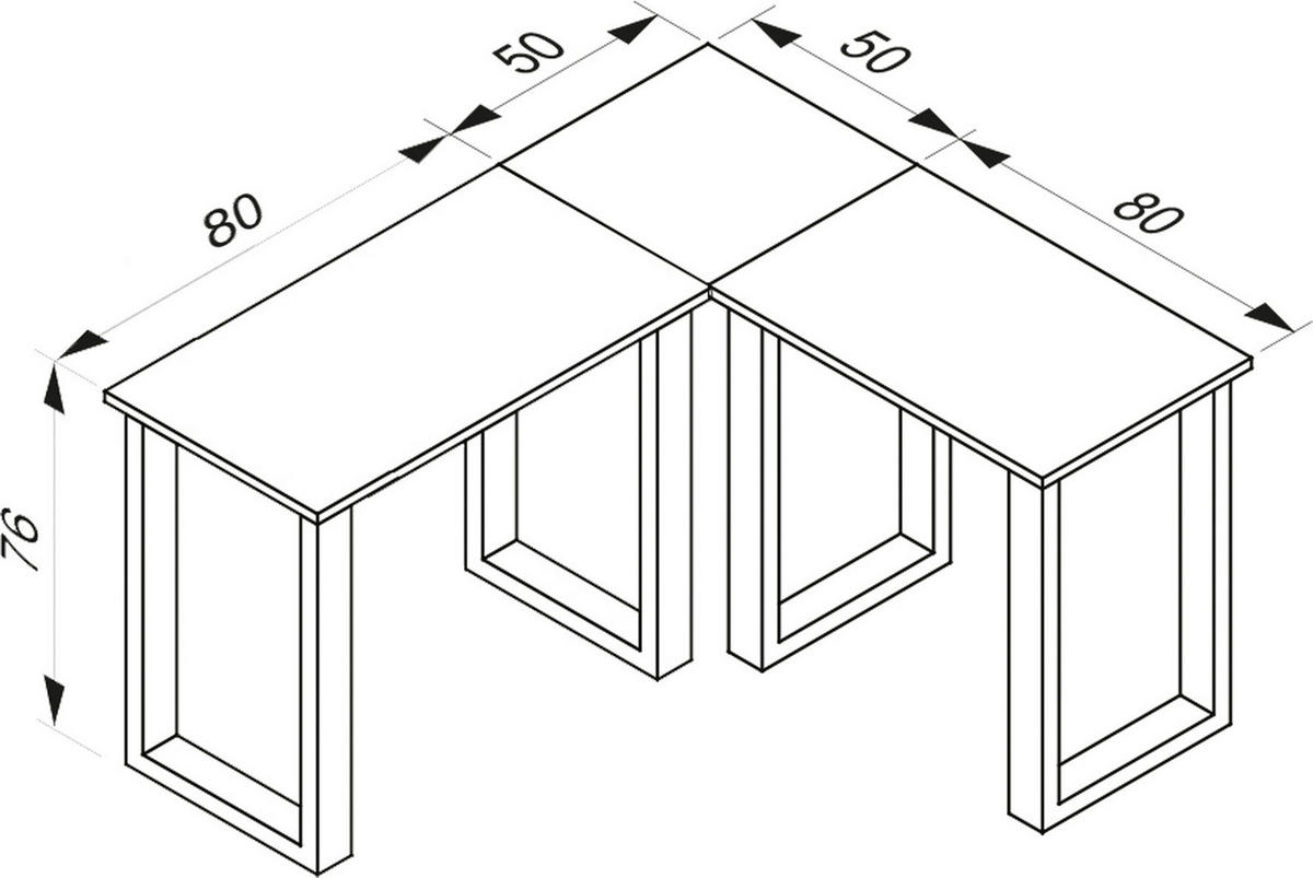 ECKSCHREIBTISCH 130/130/76 cm  in Schwarz, Weiß  - Schwarz/Weiß, MODERN, Holzwerkstoff/Metall (130/130/76cm) - MID.YOU
