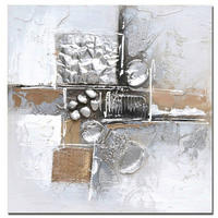 ÖLGEMÄLDE Abstraktes 30/30 cm  - Silberfarben/Schwarz, Design, Holz/Textil (30/30cm) - Monee