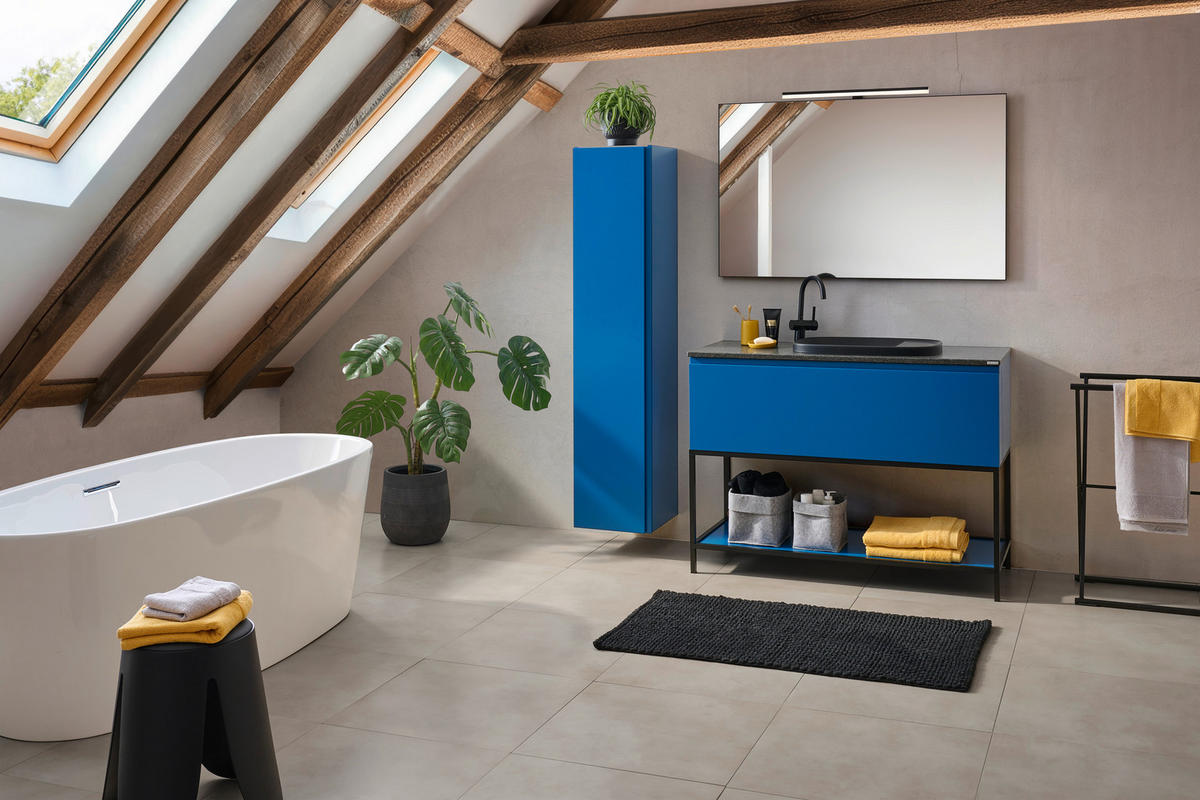 BADEZIMMER  in 120 cm  - Dunkelblau, Design, Glas/Holzwerkstoff (120cm) - Dieter Knoll