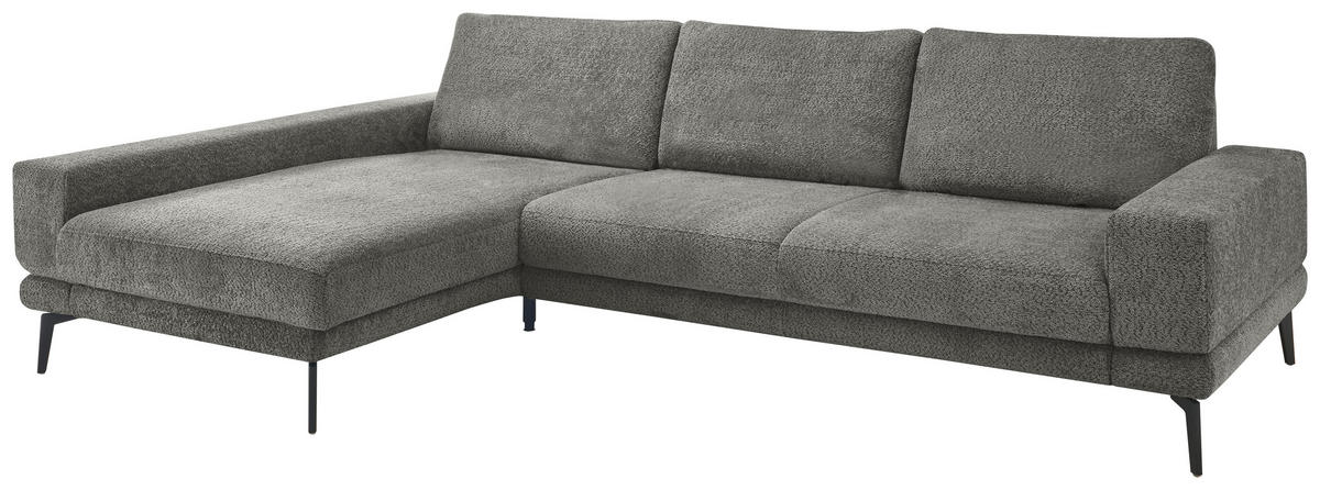 ECKSOFA Anthrazit Chenille  - Anthrazit/Schwarz, KONVENTIONELL, Textil/Metall (184/294cm) - SetOne by Musterring
