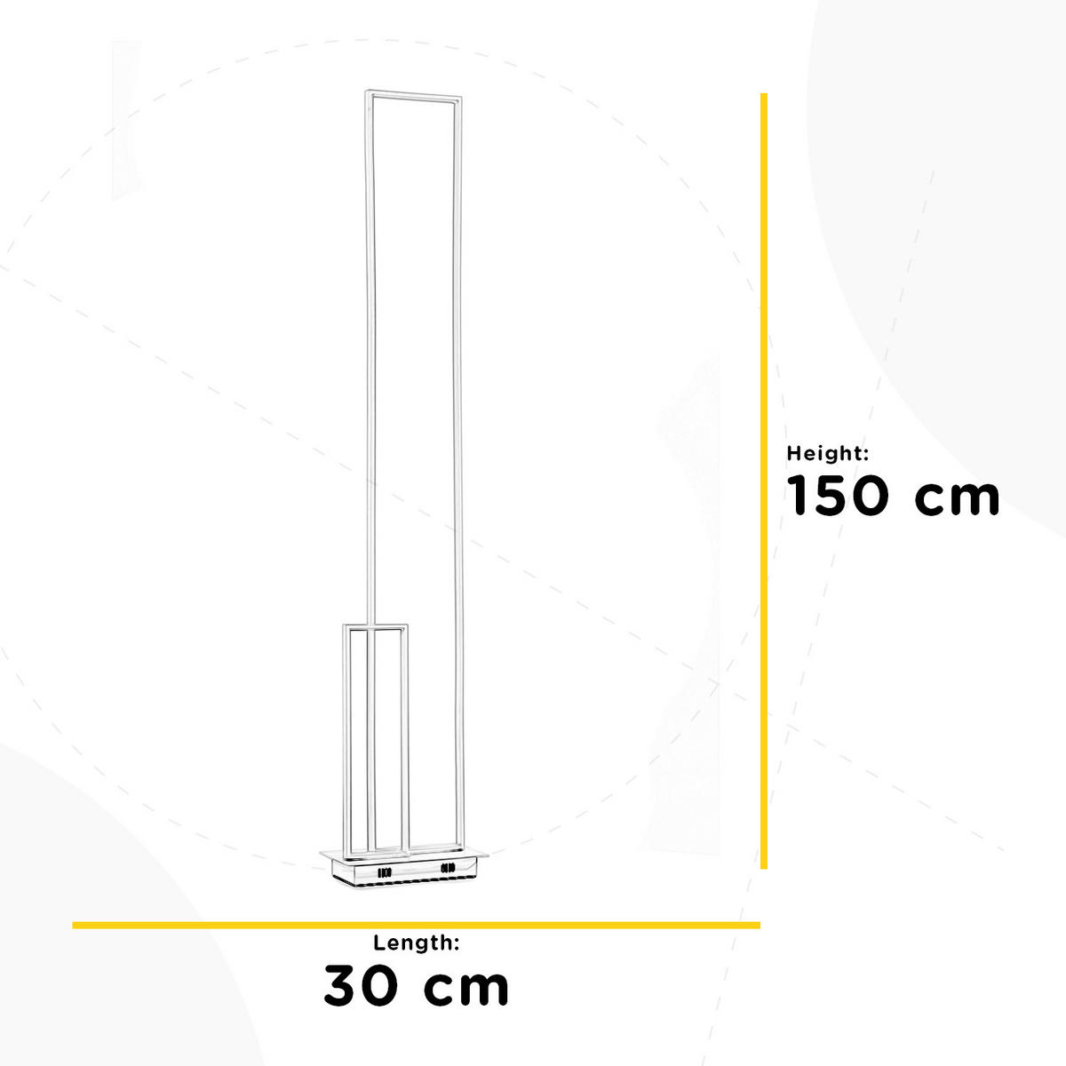 LED-STEHLEUCHTE 30/30/150 cm    - Weiß Hochglanz/Schwarz, Design, Kunststoff/Metall (30/30/150cm)