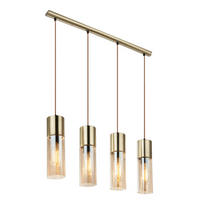 HÄNGELEUCHTE 80/9/156 cm  - Messingfarben, KONVENTIONELL, Glas/Metall (80/9/156cm) - Globo
