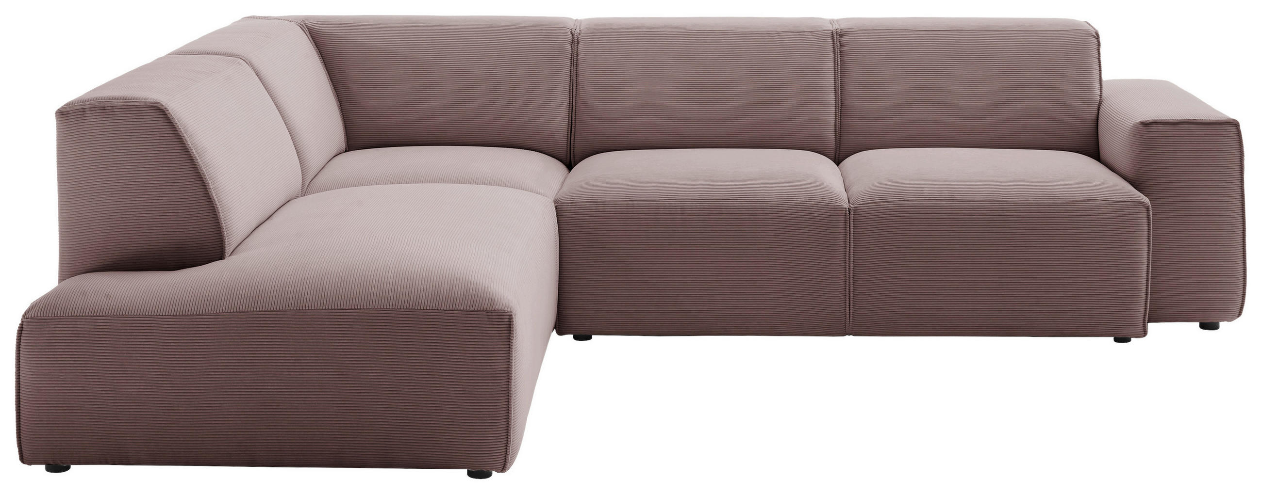 ECKSOFA Altrosa Cord  - Schwarz/Altrosa, Design, Kunststoff/Textil (210/270cm) - Pure Home Lifestyle