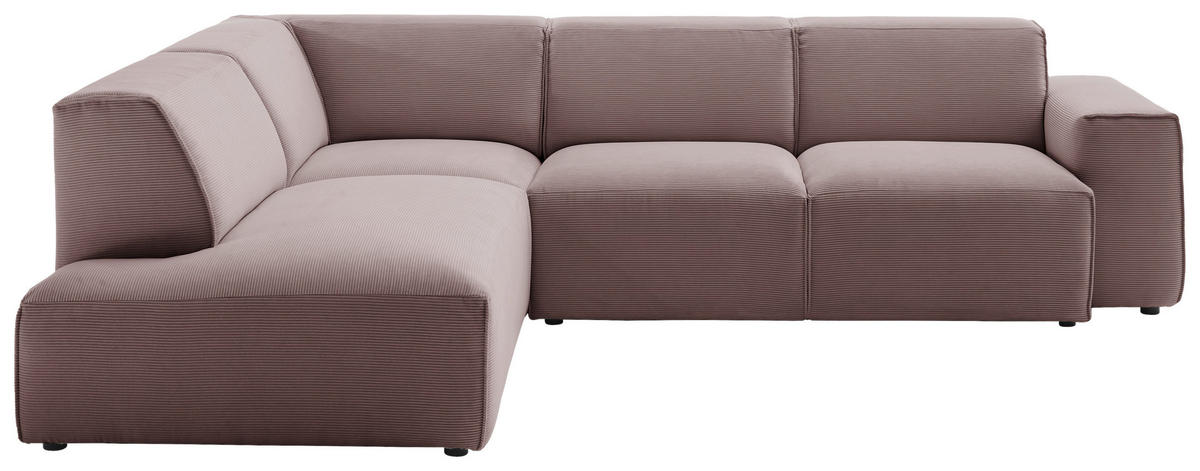 ECKSOFA Altrosa Cord  - Schwarz/Altrosa, Design, Kunststoff/Textil (210/270cm) - Pure Home Lifestyle