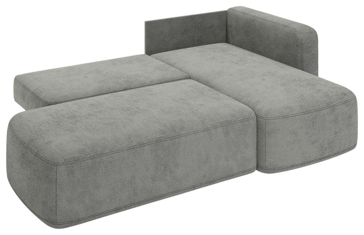 ECKSOFA Greige Chenille Rückenkissen, Bettkasten, Schlaffunktion, Rücken echt, Liegefläche im Originalstoff  - Greige/Schwarz, KONVENTIONELL, Kunststoff/Textil (244/160cm) - Milino